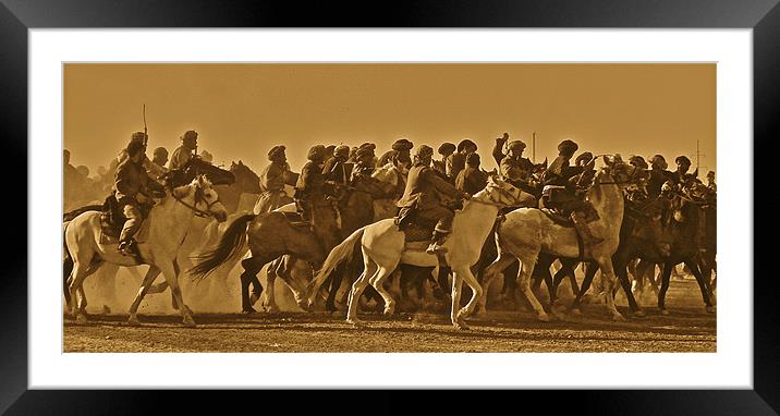 Buzkashi match, Afghanistan Framed Mounted Print by Paul Hutchings 