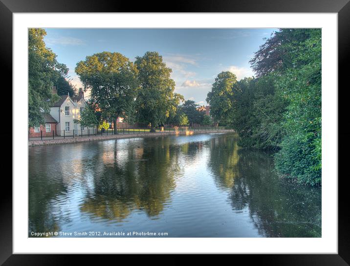 Summer late Evening Minster Pool Lichfield Framed Mounted Print by Steve Smith