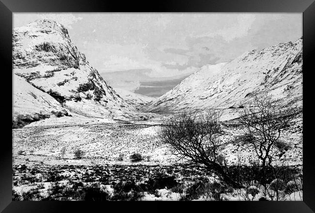 glencoe in the snow Framed Print by dale rys (LP)