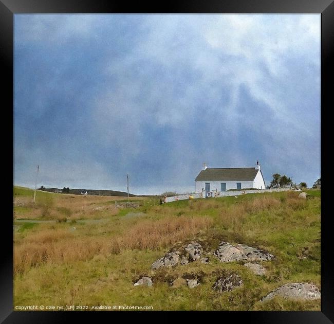 cozy little house on a hill- isle of mull Framed Print by dale rys (LP)