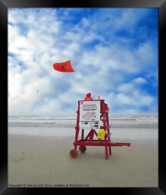 DAY AT THE BEACH life guard Framed Print by dale rys (LP)
