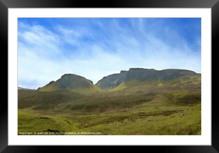 land of sheep Outdoor mountain on SKYE Framed Mounted Print by dale rys (LP)