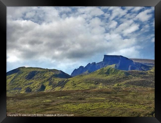 Verdant Valley Against Mountain Silhouette Framed Print by dale rys (LP)