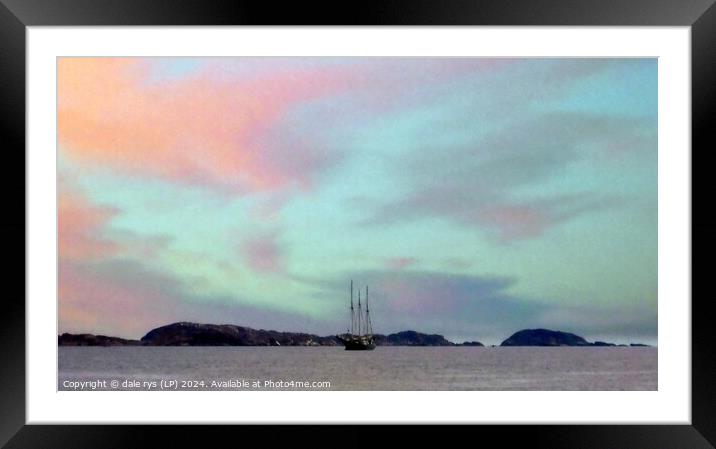 LONE SHIP GOING OUT TO SEA Framed Mounted Print by dale rys (LP)