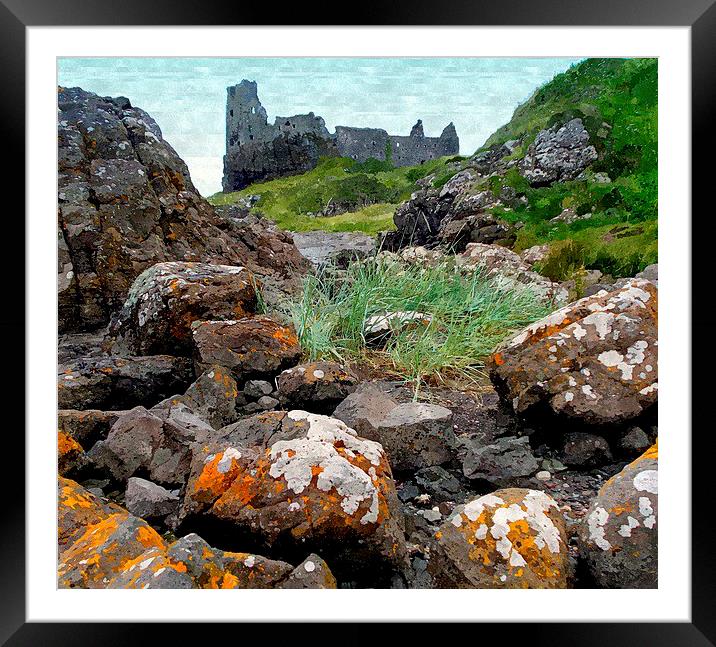  dunure castle with rocks! Framed Mounted Print by dale rys (LP)