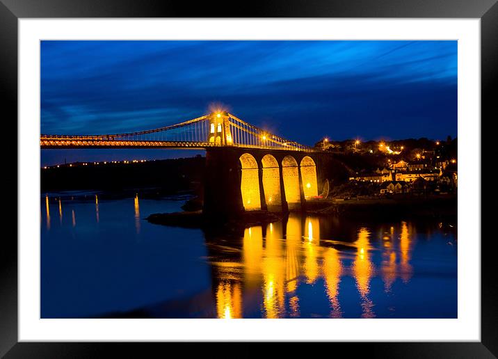 Blue Menai Bridge Framed Mounted Print by Paul McKenzie