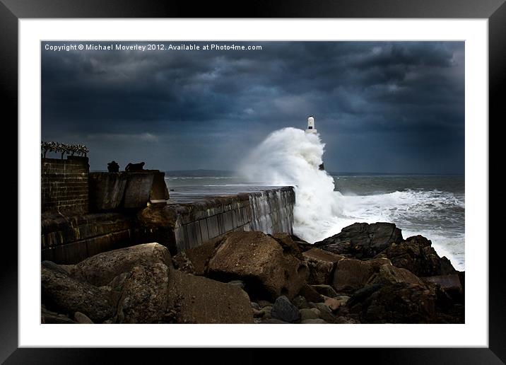 Storm hits Aberdeen Breakwater Framed Mounted Print by Michael Moverley