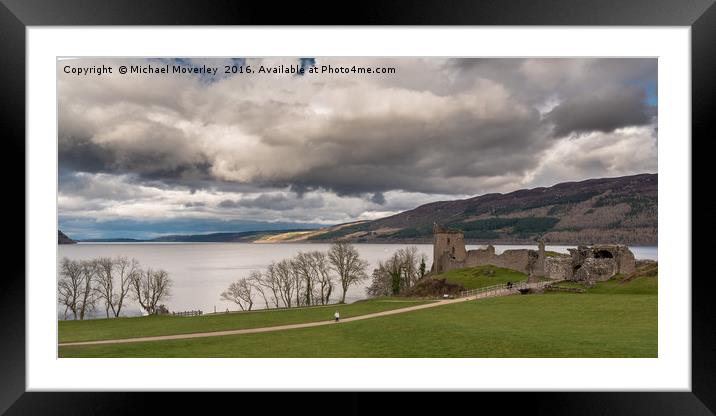 Panorama of Urquhart Castle, overlooking Loch Ness Framed Mounted Print by Michael Moverley