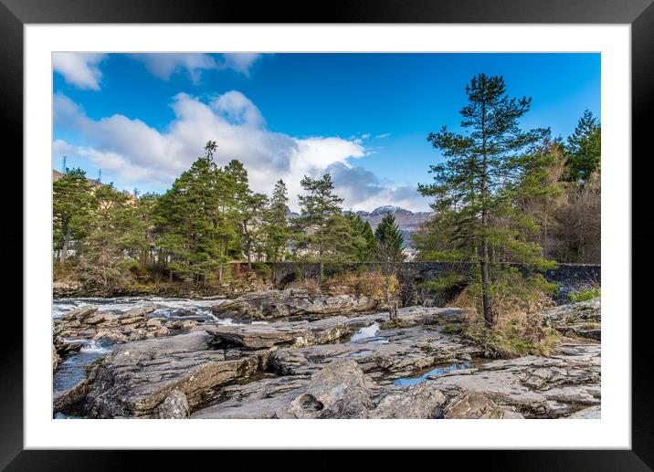 Ben Lawer from Killin and Falls of Dochart Framed Mounted Print by Michael Moverley