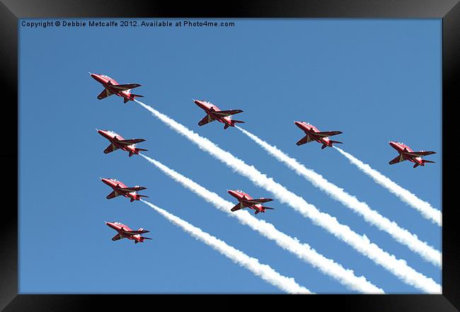 Red Arrows over Kemble Framed Print by Debbie Metcalfe