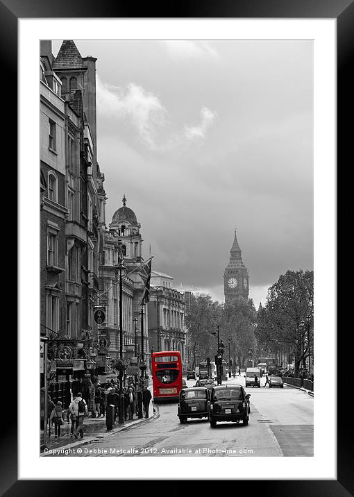 Big Ben & the London Bus Framed Mounted Print by Debbie Metcalfe