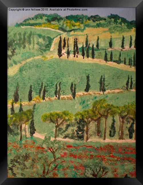  countryside in tuscany Framed Print by ann  fellows