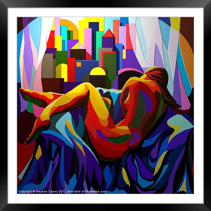 Reclining Nude at Sunset Framed Mounted Print by Stephen Conroy