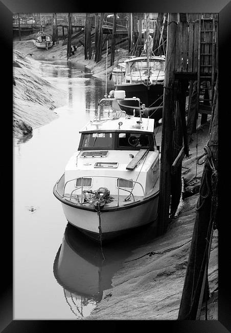 Boats in Creek Framed Print by Les Hardman
