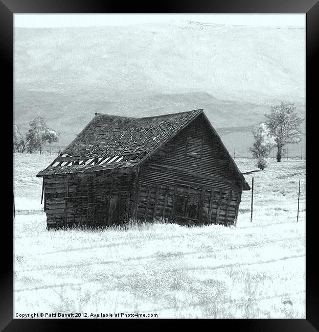 Settler cabin in Winter Framed Print by Patti Barrett