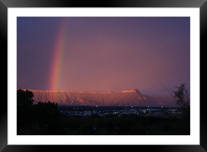 Rainbow over Mt Garfield in a storm Framed Mounted Print by Patti Barrett