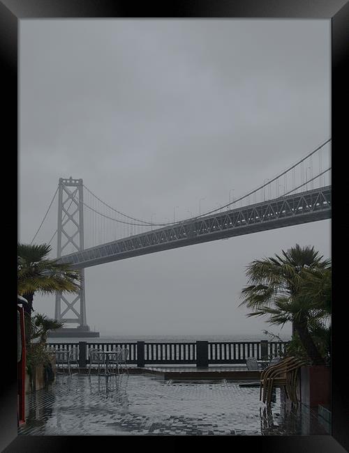 Oakland Bridge in a storm San Francisco Framed Print by Patti Barrett
