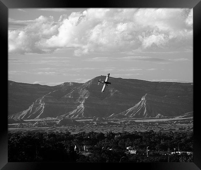 Mountain plane in black and white Framed Print by Patti Barrett