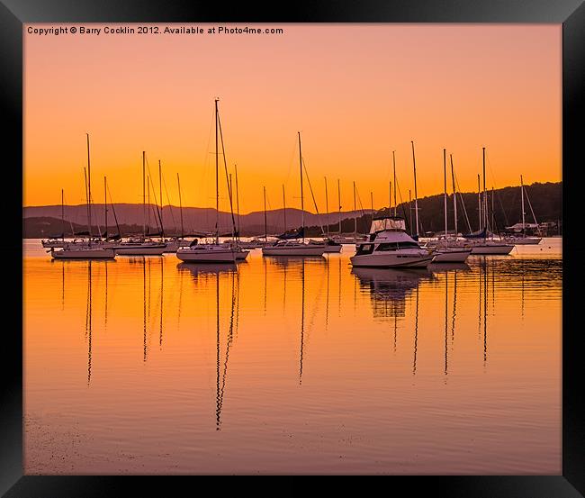 Masts at Sunset Framed Print by Barry Cocklin