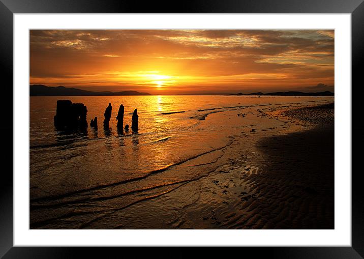 sunset over arran north shore Framed Mounted Print by mic scott