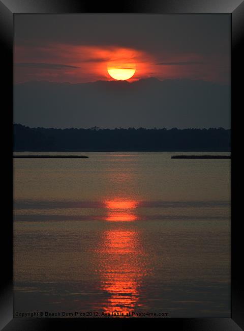 Cloudy Bay Sunset Framed Print by Beach Bum Pics
