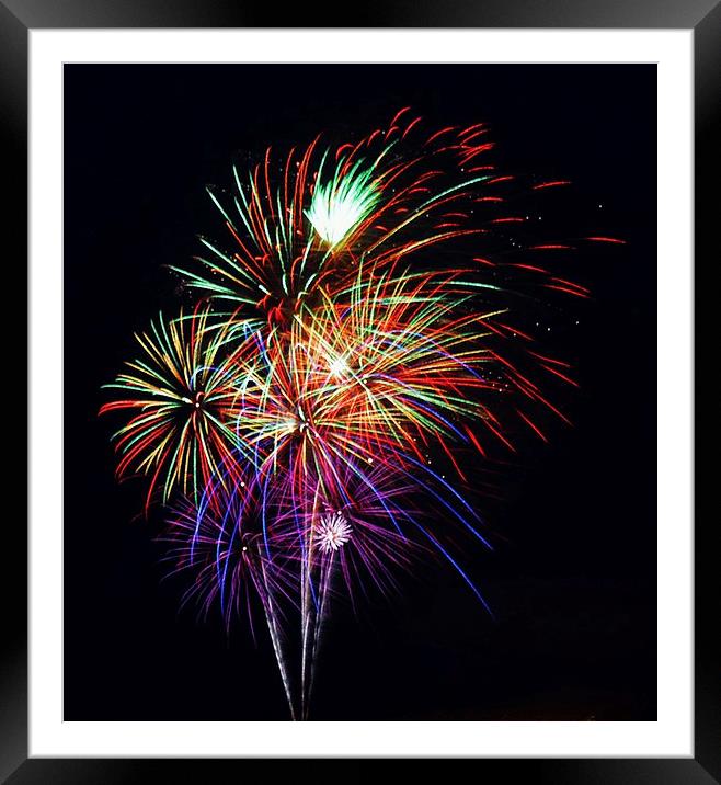 Fireworks Across the Bay Framed Mounted Print by Beach Bum Pics