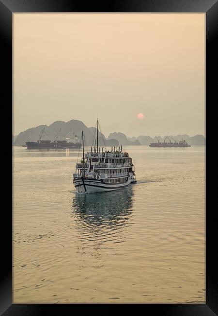 Halong Bay sunrise cruise Framed Print by Jed Pearson