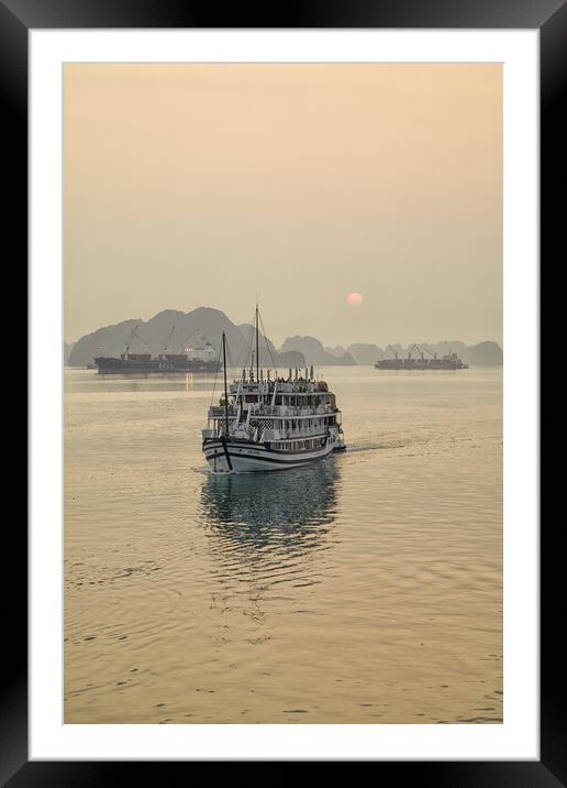 Halong Bay sunrise cruise Framed Mounted Print by Jed Pearson