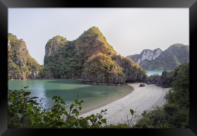 Halong Bay beach Framed Print by Jed Pearson