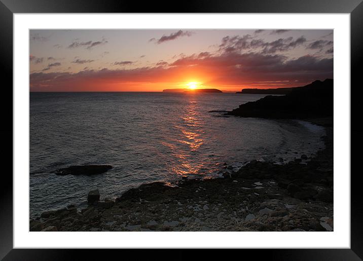 Puffin Island Sunrise Framed Mounted Print by Jed Pearson