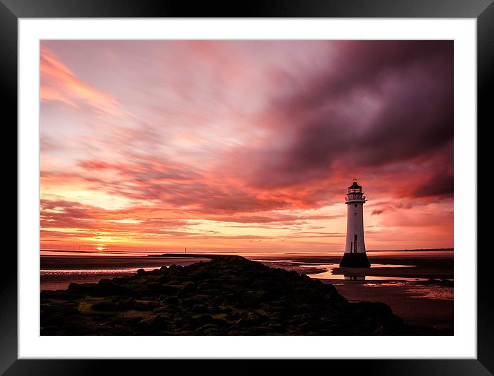 Perch Rock Sunset Framed Mounted Print by Jed Pearson