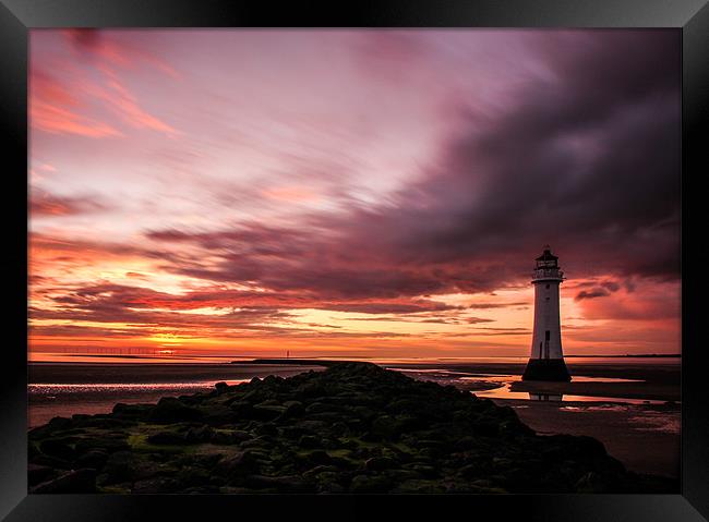 Lighthouse Sunset Framed Print by Jed Pearson
