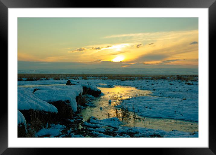Sunset on the marshes Framed Mounted Print by Jed Pearson