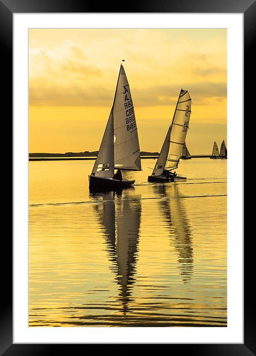 Sailing at sunset Framed Mounted Print by Jed Pearson