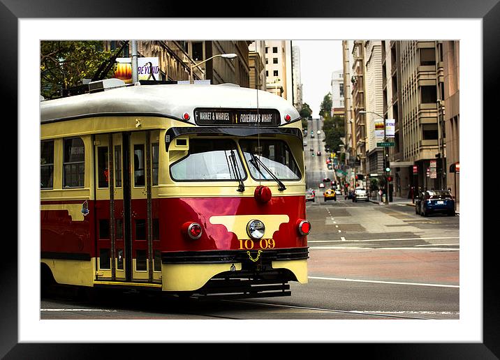 San Francisco Tram Framed Mounted Print by Jed Pearson