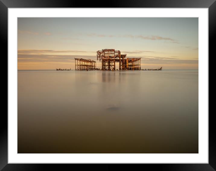 West Pier Dawn Framed Mounted Print by Jed Pearson