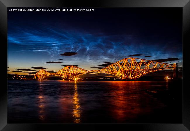 Noctilucent clouds  over Forth Rail Bridge Framed Print by Adrian Maricic