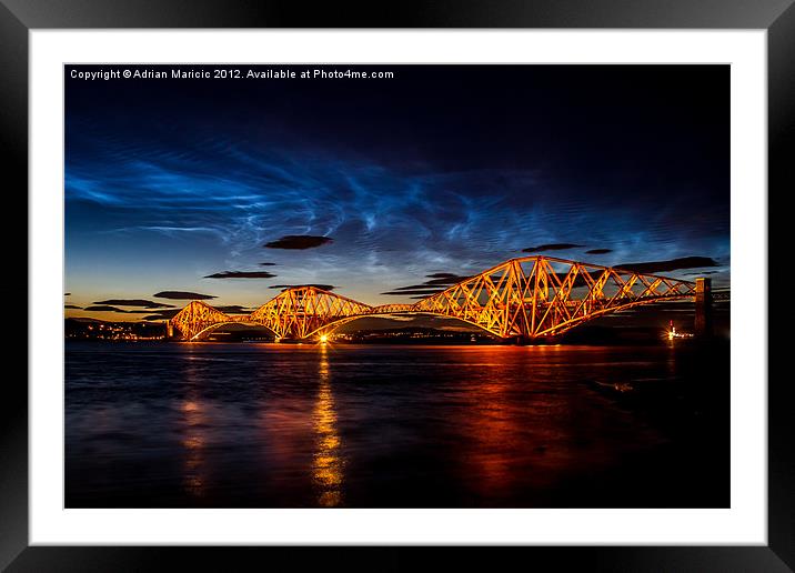 Noctilucent clouds  over Forth Rail Bridge Framed Mounted Print by Adrian Maricic