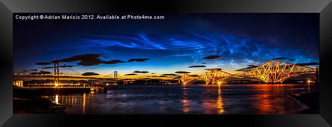 Noctilucent Clouds over the Forth Bridges Framed Print by Adrian Maricic