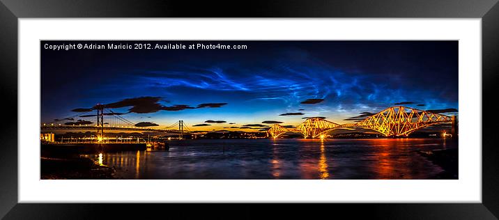 Noctilucent Clouds over the Forth Bridges Framed Mounted Print by Adrian Maricic