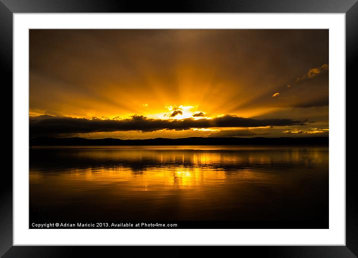 Loch Leven Golden Sunset Framed Mounted Print by Adrian Maricic