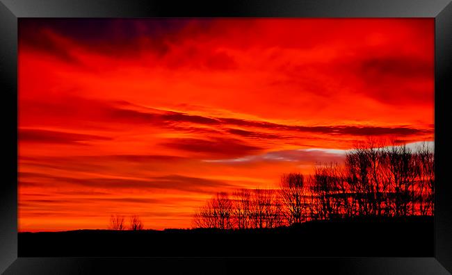 A vivid red Sunrise. Framed Print by Adrian Maricic