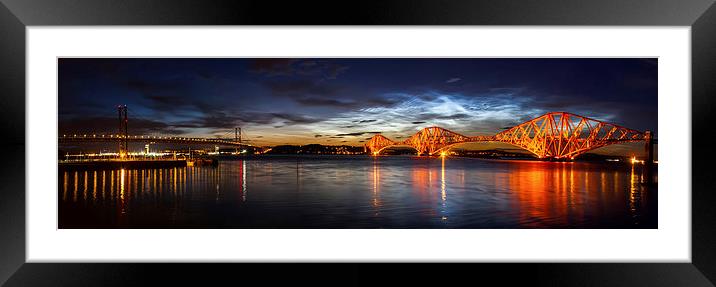 Noctilucent Clouds over Forth Bridges Framed Mounted Print by Adrian Maricic