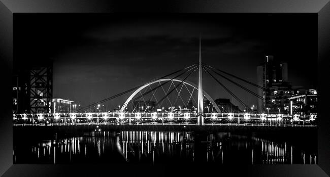 Bells Bridge Glasgow (Black & White) Framed Print by Tylie Duff Photo Art