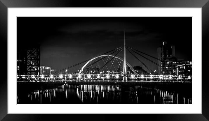 Bells Bridge Glasgow (Black & White) Framed Mounted Print by Tylie Duff Photo Art