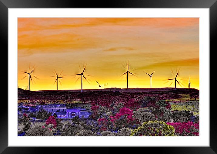 Wind Turbines at Sunset Framed Mounted Print by Tylie Duff Photo Art