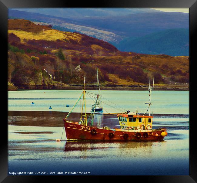 Fishing Boat in Loch Broom Framed Print by Tylie Duff Photo Art