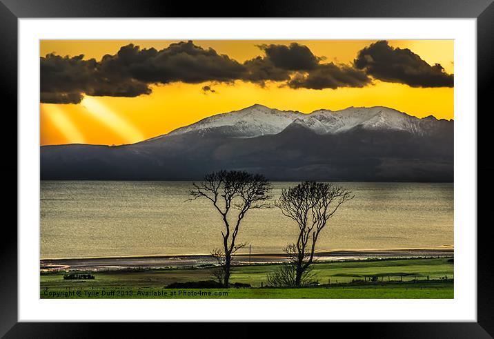 Sunset over Arran from Portencross Framed Mounted Print by Tylie Duff Photo Art