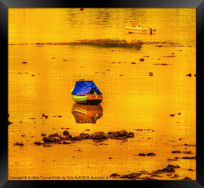 Boats at Low Tide in Fairlie Framed Print by Tylie Duff Photo Art