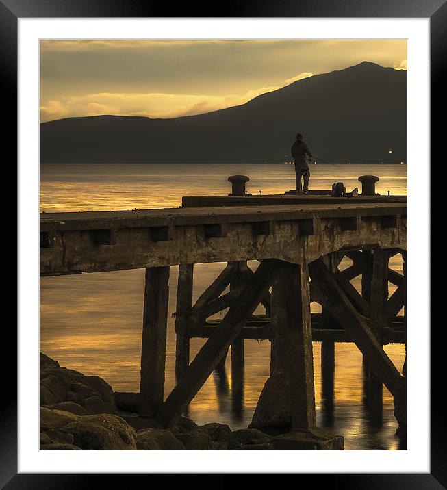 Angler on Pier at Portencross Framed Mounted Print by Tylie Duff Photo Art